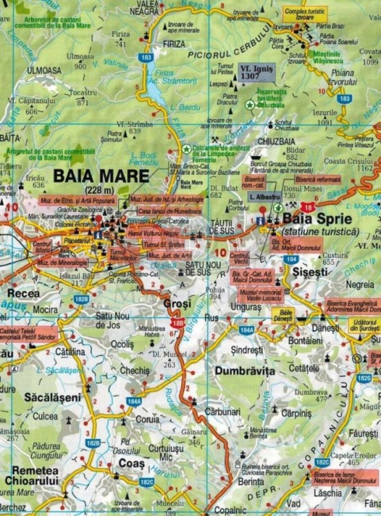 Maramuresz 1:180 000. Mapa turystyczna wydawnictwa Schubert & Franzke. Fragment 1