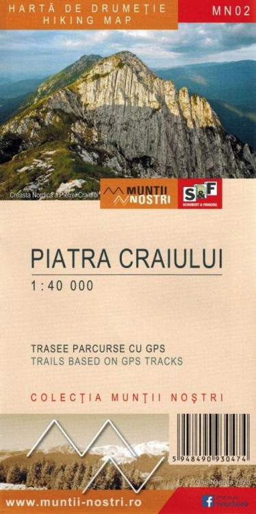 Piatra Craiului 1:40 000. Mapa turystyczna MN02 wydawnictwa Schubert & Franzke. Okładka