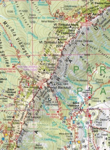 Piatra Craiului 1:40 000. Mapa turystyczna MN02 wydawnictwa Schubert & Franzke. Fragment 1