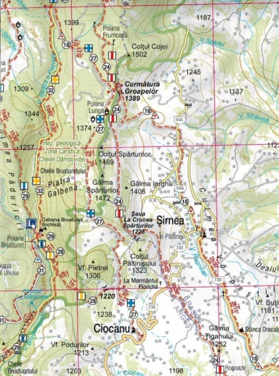 Piatra Craiului 1:40 000. Mapa turystyczna MN02 wydawnictwa Schubert & Franzke. Fragment 2