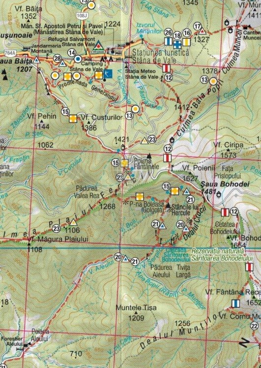 Góry Vladeasa 1:65 000. Mapa turystyczna MN13 wydawnictwa Schubert & Franzke. Fragment 1