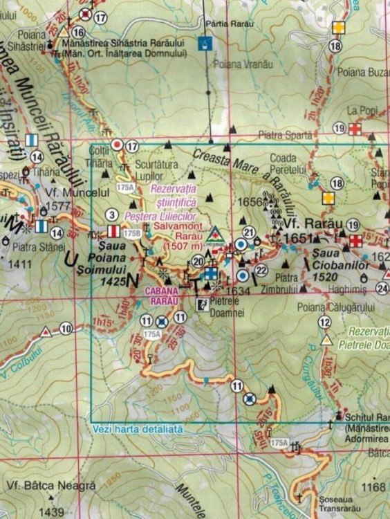 Giumalau, Rarau, Tarnita. Mapa turystyczna MN16 wydawnictwa Schubert & Franzke. Fragment 2