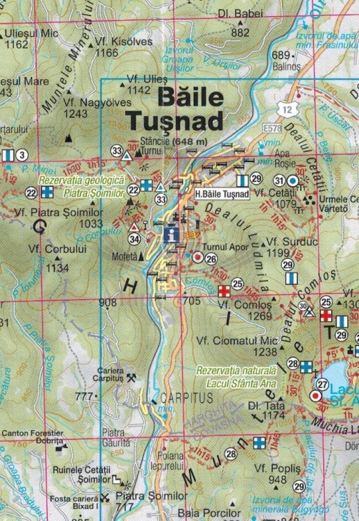 Harghitei / Góry Harghita 1:65 000. Mapa turystyczna MN21 wydawnictwa Schubert & Franzke. Fragment 2