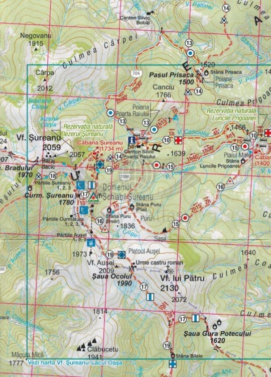 Góry Sureanu 1:80 000. Mapa turystyczna MN22 wydawnictwa Schubert & Franzke. Fragment 1