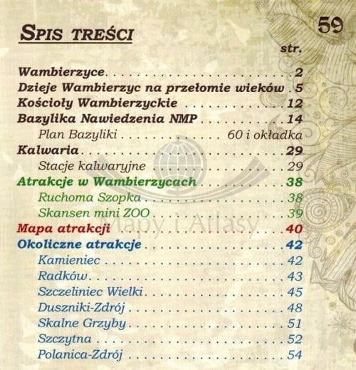 Wambierzyce. Ilustrowany przewodnik turystyczny wydawnictwa Galileos. Spis treści