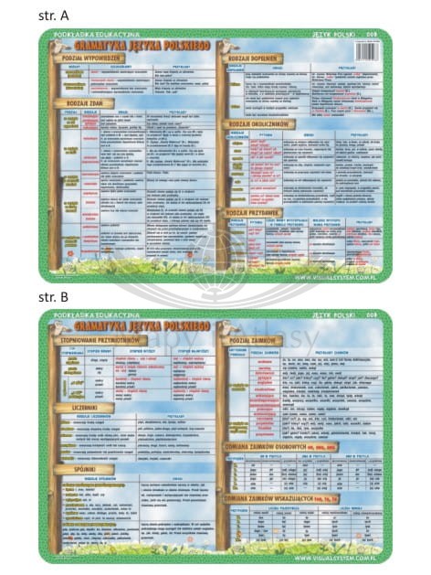 Gramatyka języka polskiego 2. Dwustronna podkładka edukacyjna 008