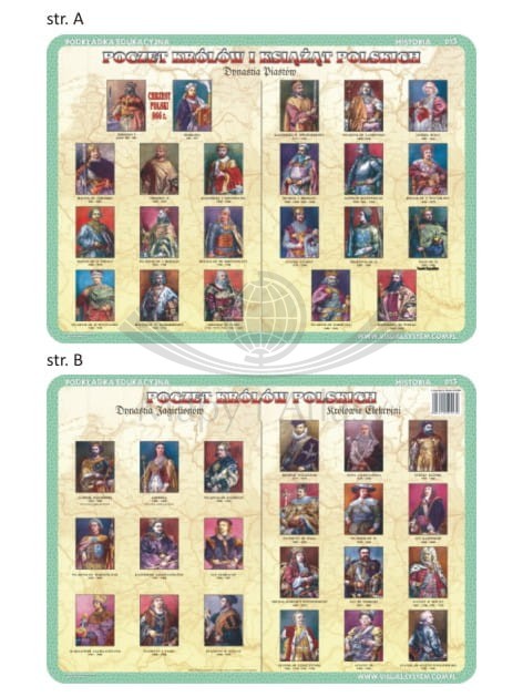 Poczet królów i książąt Polskich. Dwustronna podkładka edukacyjna 013
