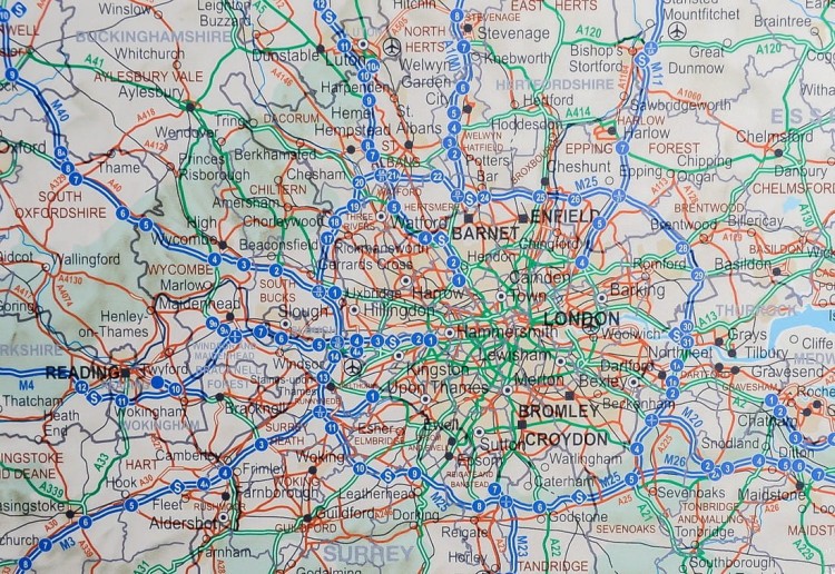 Wielka Brytania. Mapa drogowa w wersji do wpinania. Rama alu SLIM. Fragment 4