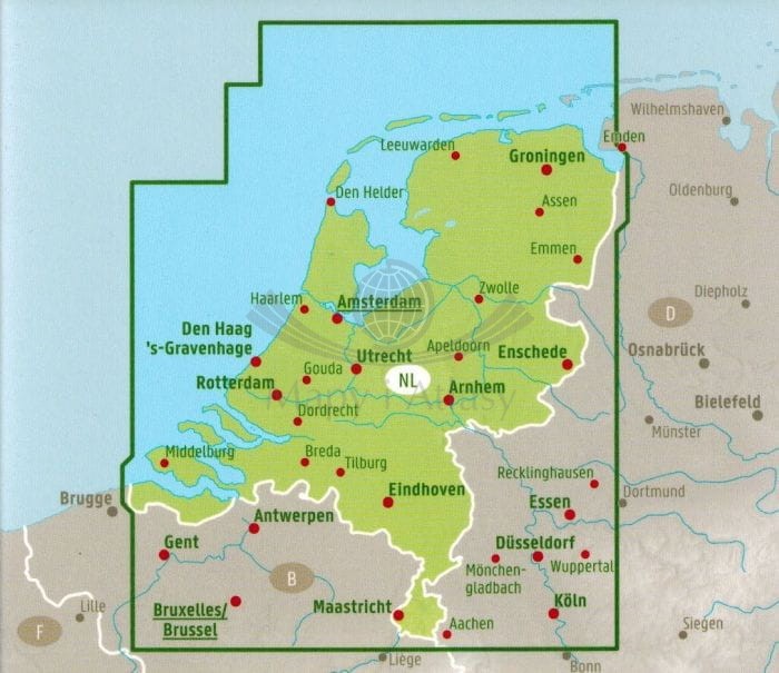 Holandia 1:300 000. Mapa samochodowo-turystyczna wydawnictwa Freytag & Berndt. Zasięg