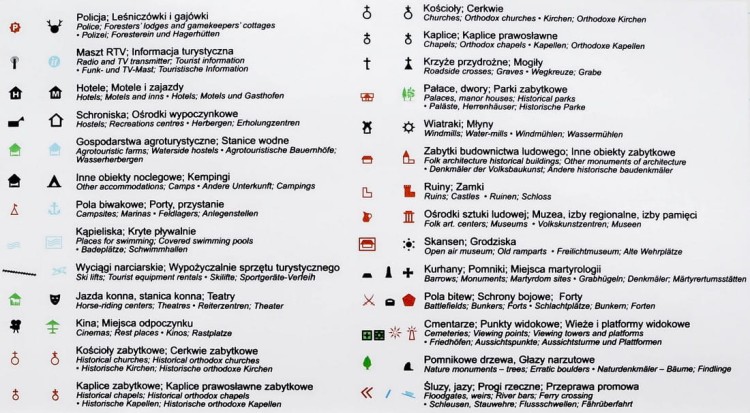 Mazury / Wielkie Jeziora Mazurskie. Arkusz mapy. Legenda 2