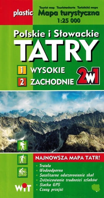Polskie i Słowackie Tatry Wysokie i Zachodnie. Zestaw dwóch laminowanych map turystycznych wydawnictwa WiT. Okładka