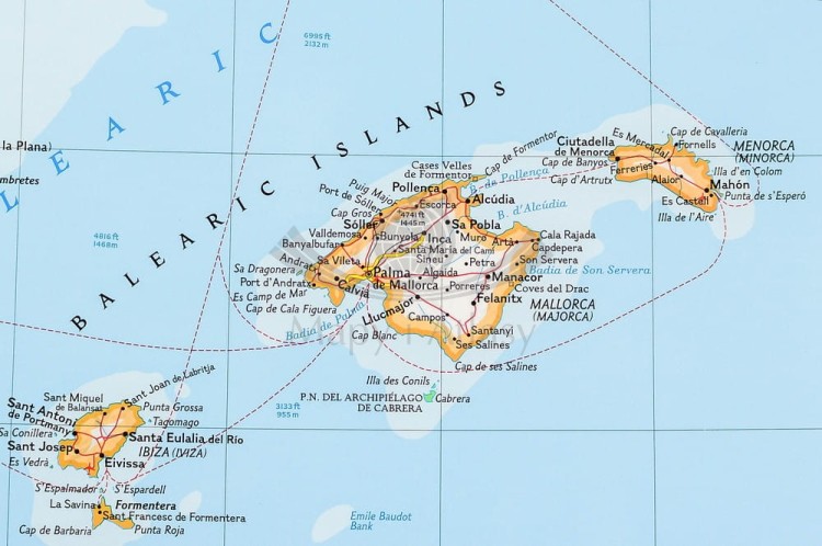 Hiszpania i Portugalia 1:2 074 000. Mapa ścienna wydawnictwa National Geographic. Fragment 4