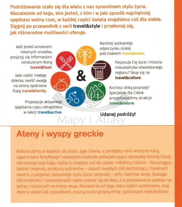 Ateny i wyspy greckie. Przewodnik travel&style wydawnictwa Bezdroża. Okładka tył