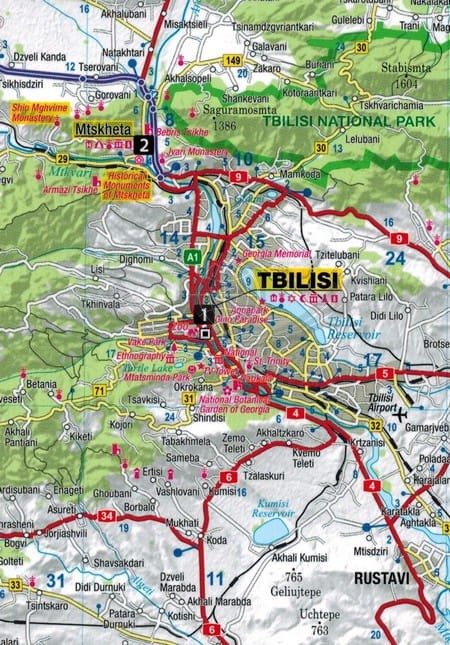 Gruzja. Tbilisi, Batumi, Kazbek, Swanetia. Laminowana mapa samochodowo-turystyczna + Miniprzewodnik wydawnictwa ExpressMap. Fragment 2