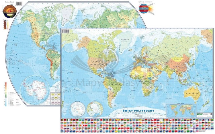 Świat. Dwustronna mapa podręczna. Fizyczna/polityczna