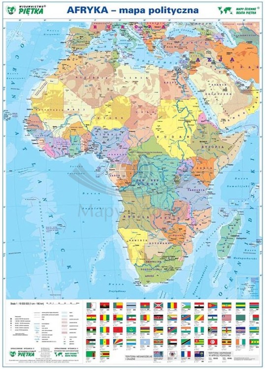 Afryka. Dwustronna mapa podręczna. Fizyczna/polityczna. Strona polityczna