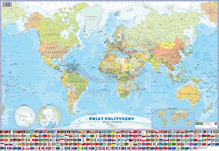 Świat. Dwustronna mapa podręczna. Fizyczna/polityczna. Strona polityczna