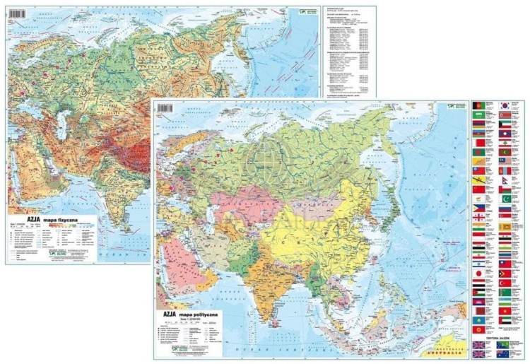 Azja. Dwustronna mapa podręczna. Fizyczna/polityczna