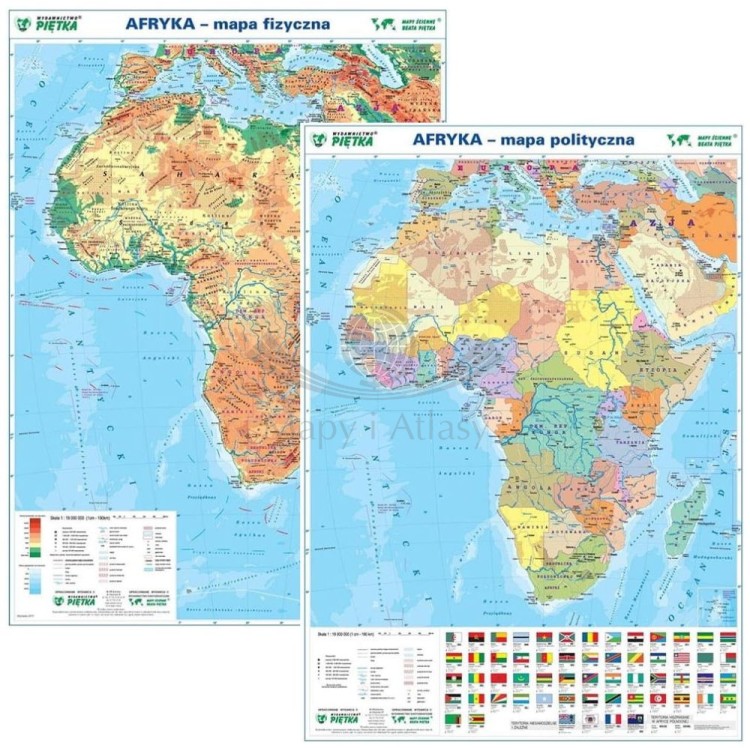 Afryka. Dwustronna mapa podręczna. Fizyczna/polityczna