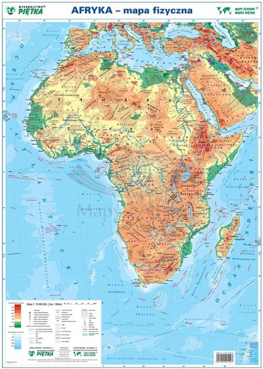 Afryka. Dwustronna mapa podręczna. Fizyczna/polityczna. Strona fizyczna