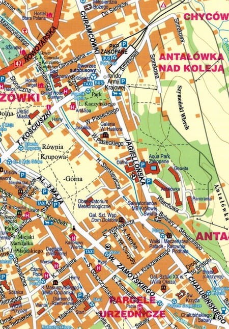 Tatry 1:27 000. Laminowana mapa turystyczna wydawnictwa ExpressMap. Plan miasta - fragment