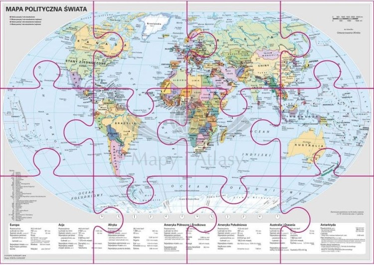 Świat. Mapa polityczna - puzzle magnetyczne XXL