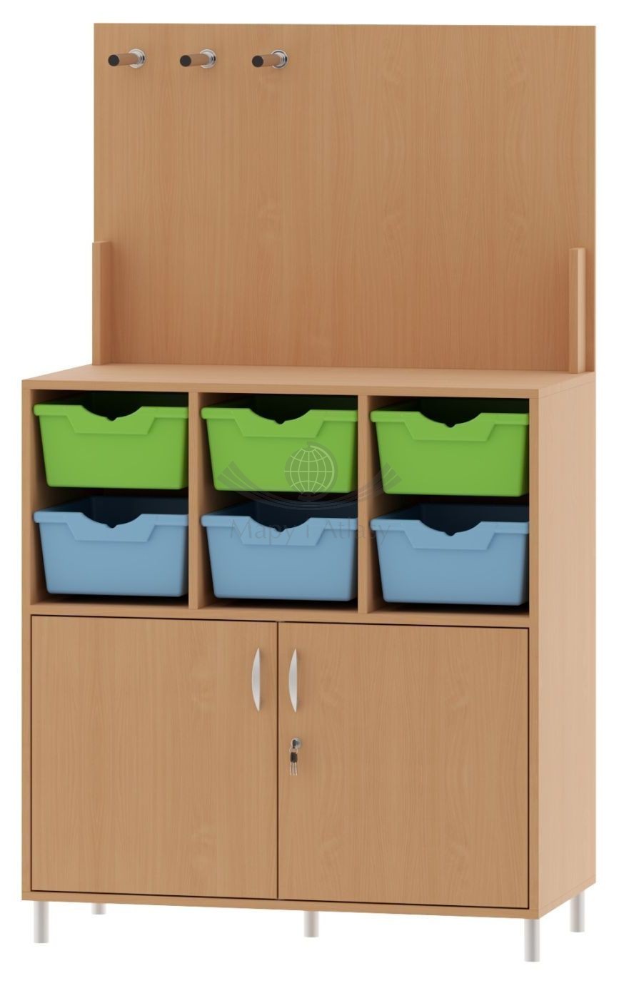 Stolik meblowy z szafką i pojemnikami na drukarkę 3D na nóżkach