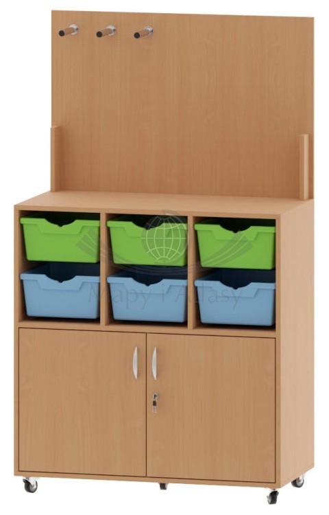 Stolik meblowy z szafką i pojemnikami na drukarkę 3D na kółkach