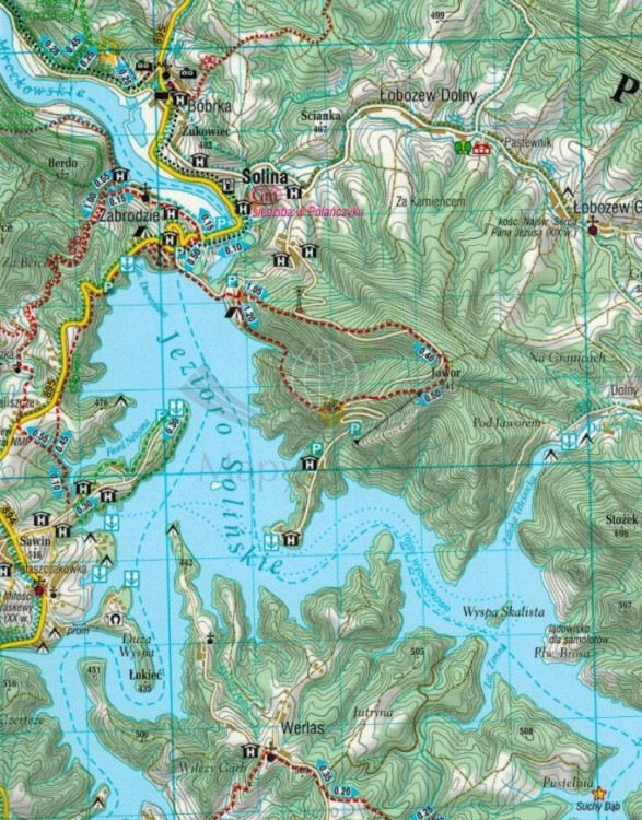 Bieszczady, Pogórze Przemyskie 1:75 000. Laminowana mapa turystyczna wydawnictwa Demart. Fragment 1