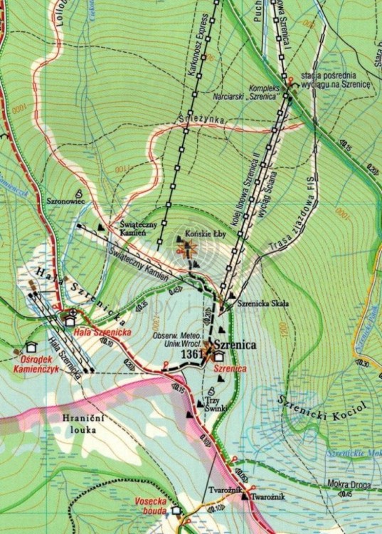 Karkonosze Polskie i Czeskie 1:25 000. Laminowana mapa turystyczna wydawnictwa Demart. Fragment 2