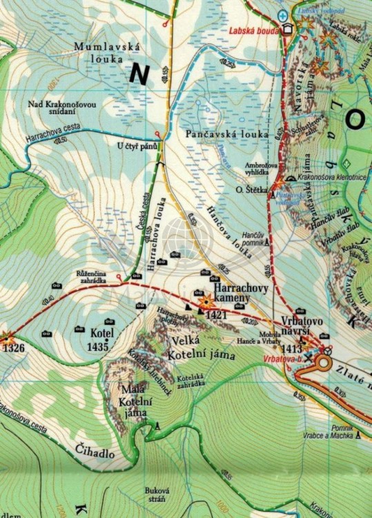 Karkonosze Polskie i Czeskie 1:25 000. Laminowana mapa turystyczna wydawnictwa Demart. Fragment 4