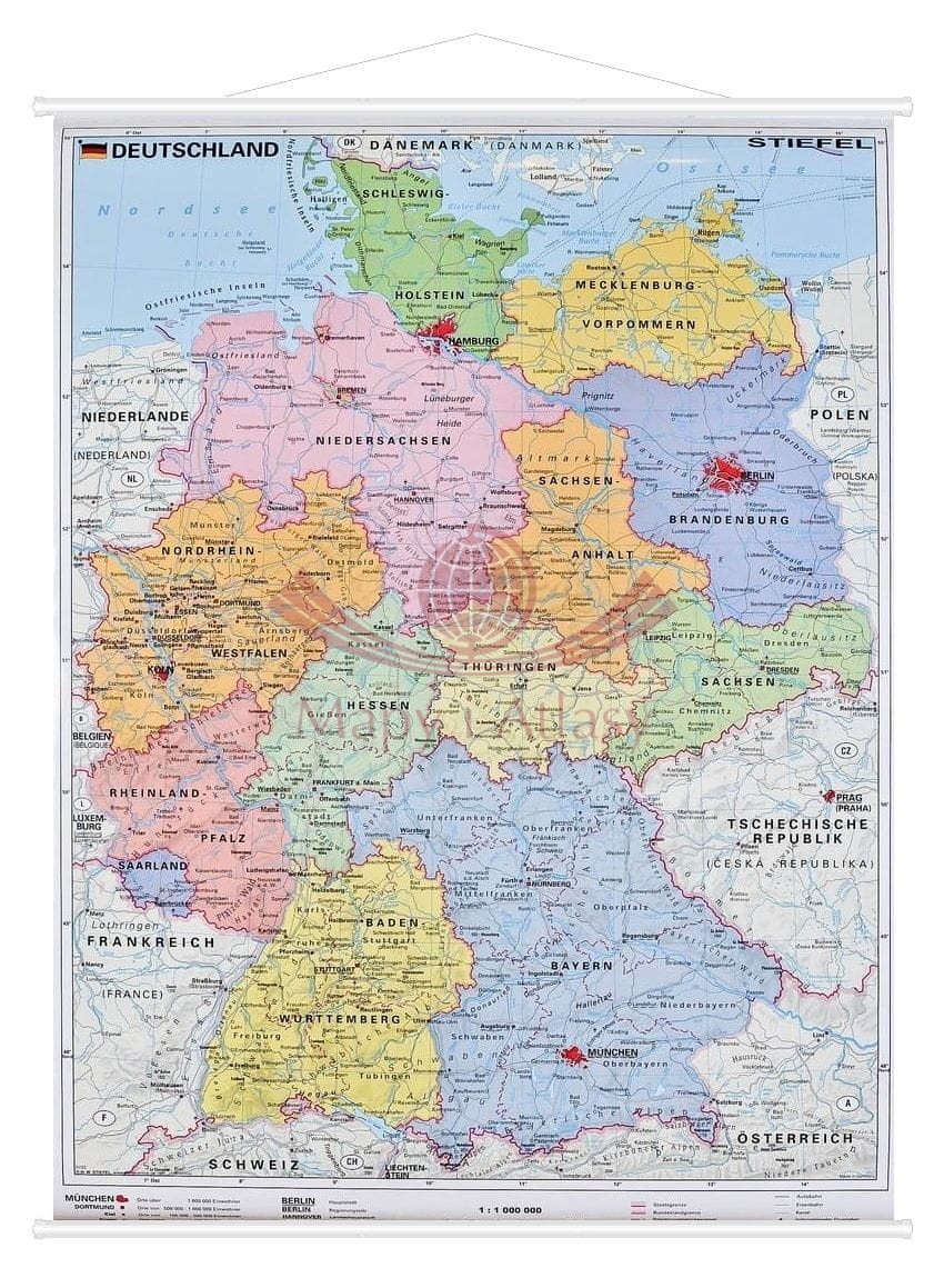 Niemcy 1:1 000 000. Mapa ścienna administracyjna