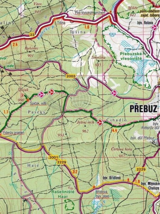 Rudawy, Góry Kruszne, Karlowe Wary / Krusne Hory - Klinovec, Jachymov / Erzgebirge. Mapa turystyczna 406 wydawnictwa Shocart. Fragment 2