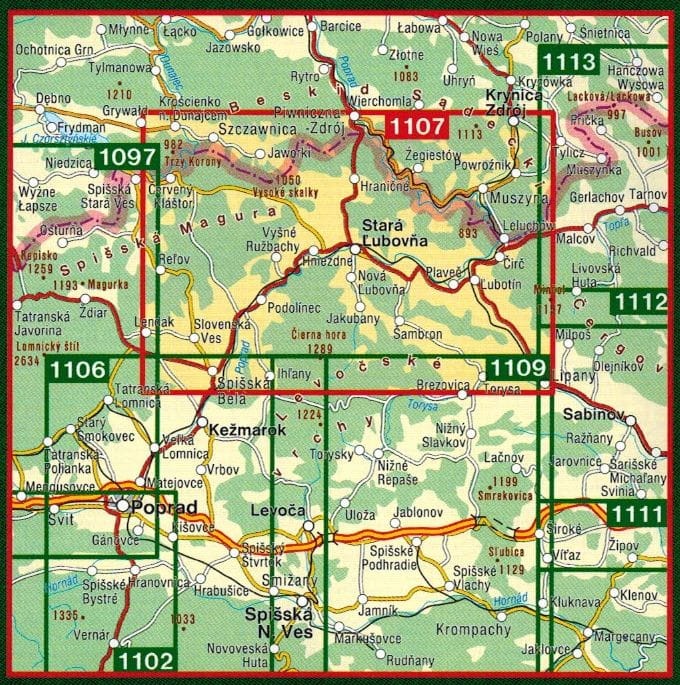 Magura Spiska. Mapa turystyczna 1107 wydawnictwa Shocart. Zasięg