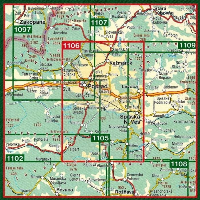 Słowacki Raj. Mapa turystyczna 1106 wydawnictwa Shocart. Zasięg