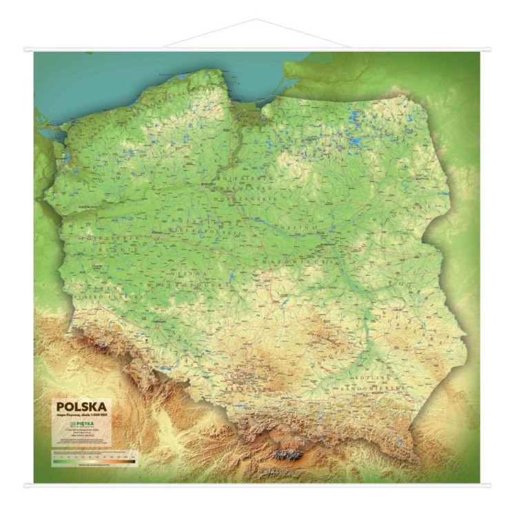Polska 1:500 000. Mapa ścienna fizyczna z efektem 3D