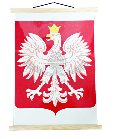 Godło Polski. Plansza edukacyjna. Drewniane półwałki