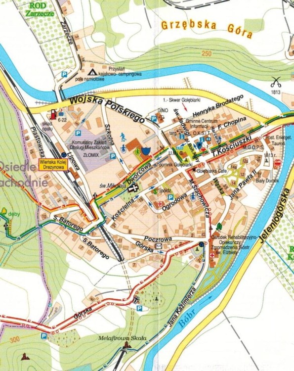Dolina Bobru 1:50 000. Od Jeleniej Góry do Bolesławca. Laminowana mapa turystyczna wydawnictwa Galileos. Przykładowy plan miasta - fragment