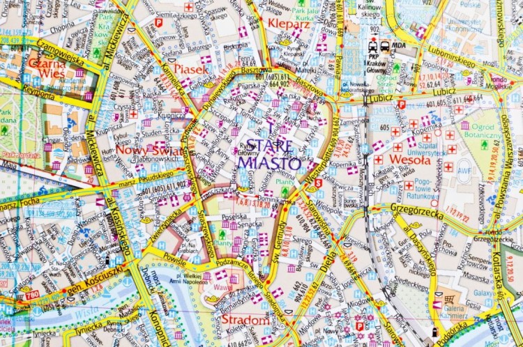 Kraków 1:26 000. Mapa ścienna / Plan miasta. Awers - fragment 2