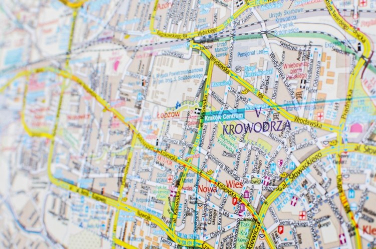 Kraków 1:26 000. Mapa ścienna / Plan miasta. Awers - fragment 4