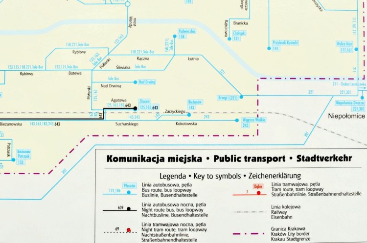 Kraków 1:26 000. Mapa ścienna / Plan miasta. Rewers - fragment 1