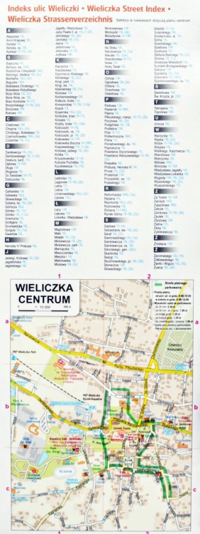 Kraków 1:26 000. Mapa ścienna / Plan miasta. Rewers - fragment 2