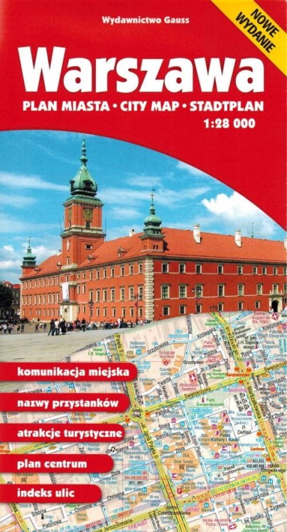 Warszawa 1:28 000. Mapa / Plan miasta wydawnictwa Gauss. Okładka
