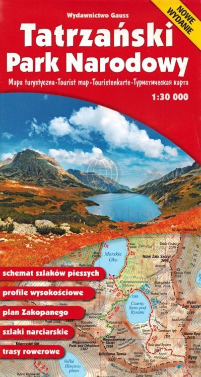 Tatrzański Park Narodowy. Zakopane, Kościelisko / Tatry Polskie. Mapa turystyczna / Plan miasta wydawnictwa Gauss. Okładka