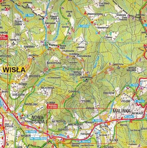 Beskid Śląski 1:50 000. Mapa turystyczna wydawnictwa Sygnatura. Fragment