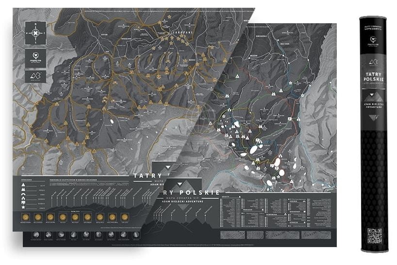Tatry Polskie. Mapa zdrapka VIP. Wersja czarna