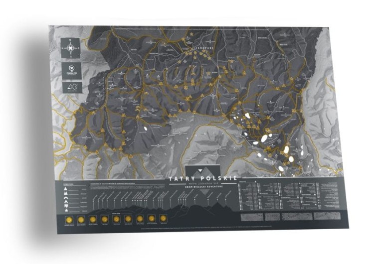 Tatry Polskie. Mapa zdrapka VIP. Wersja czarna