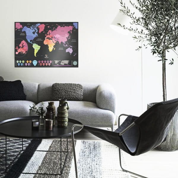 Świat + Europa. Mapa zdrapka VIP. Przykład oprawy i aranżacji 3