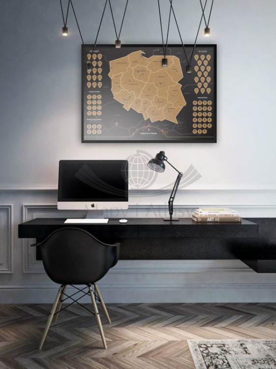 Polska. Mapa zdrapka VIP. Przykład oprawy i aranżacji 1