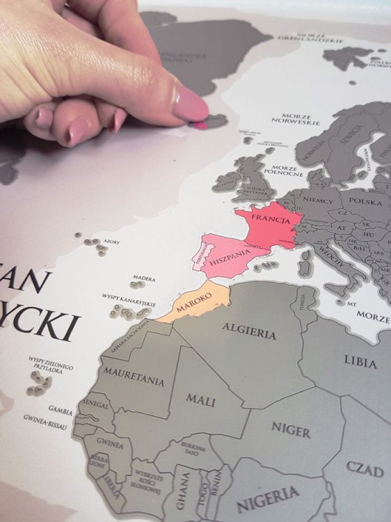 Świat + Europa. Mapa zdrapka PREMIUM. Fragment 3